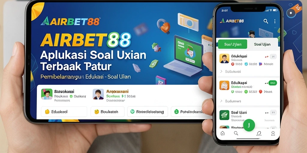 Tampilan antarmuka aplikasi AIRBET88 dengan fungsi soal ujian.