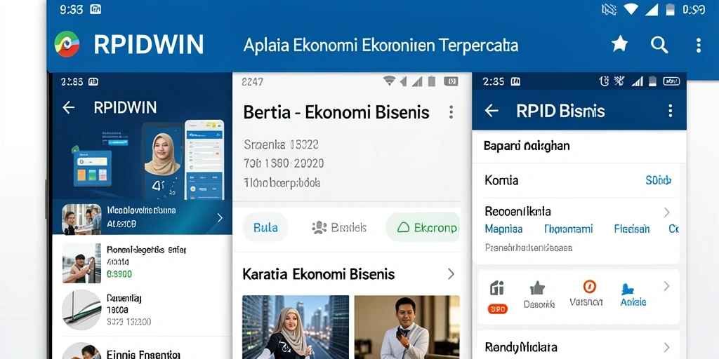 Screenshot RPIDWIN menampilkan antarmuka aplikasi Ekonomi Bisnis yang informatif.