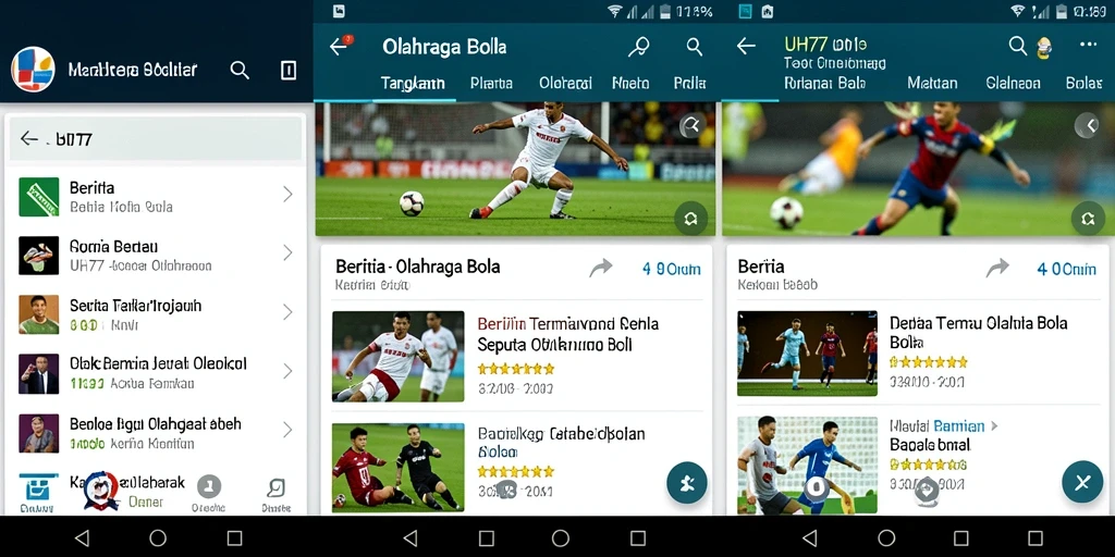Antarmuka UH77 yang sederhana dan informatif untuk penggemar olahraga bola.