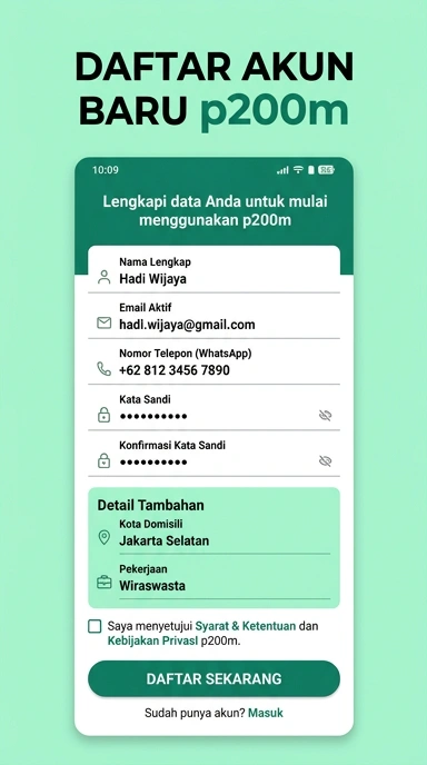 Cara Daftar Akun Baru p200m di Android